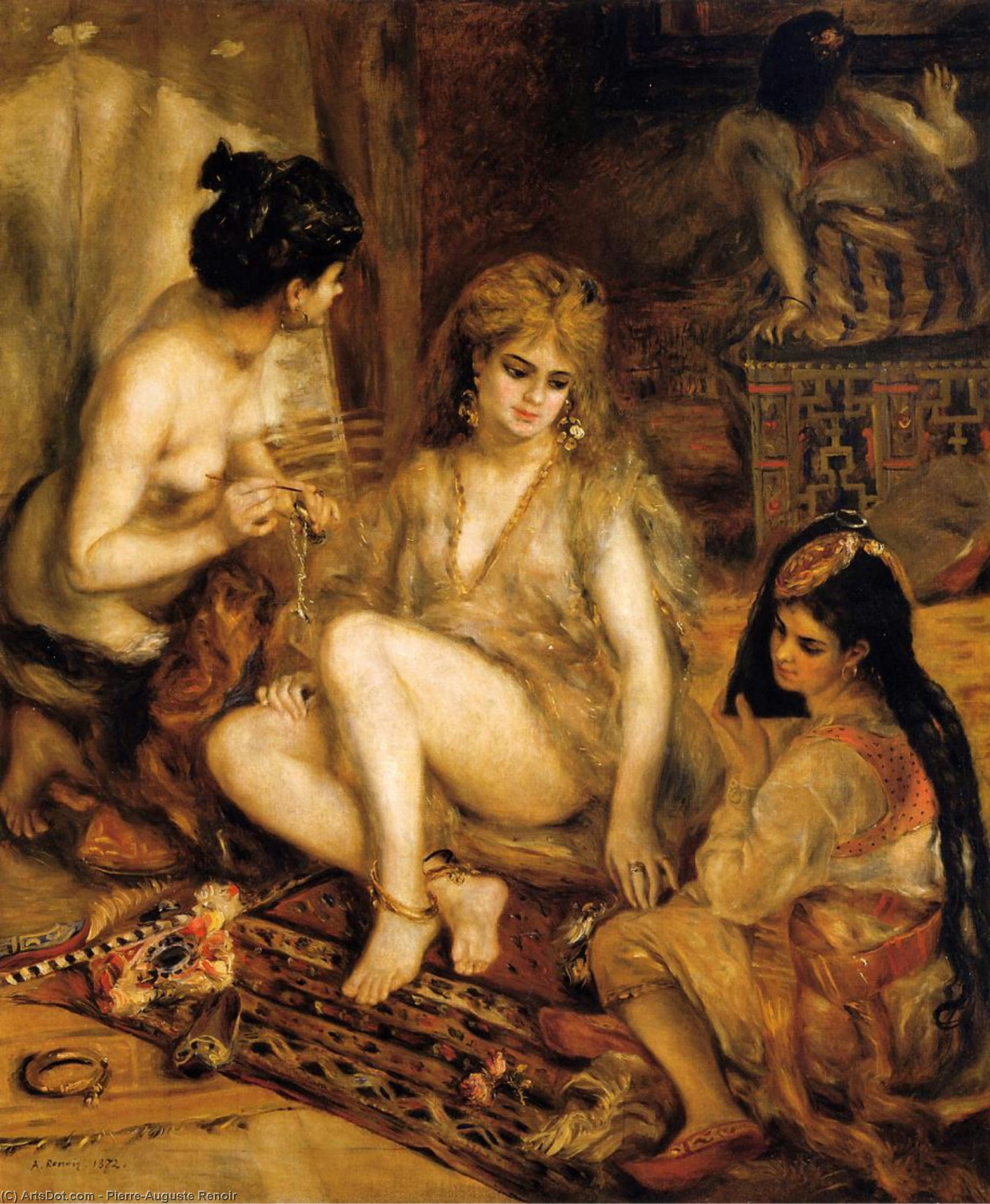 WikiOO.org – 美術百科全書 - 繪畫，作品 Pierre-Auguste Renoir - 后宫 ( 也被称为 巴黎妇女 礼服 作为 阿尔及利亚人 )