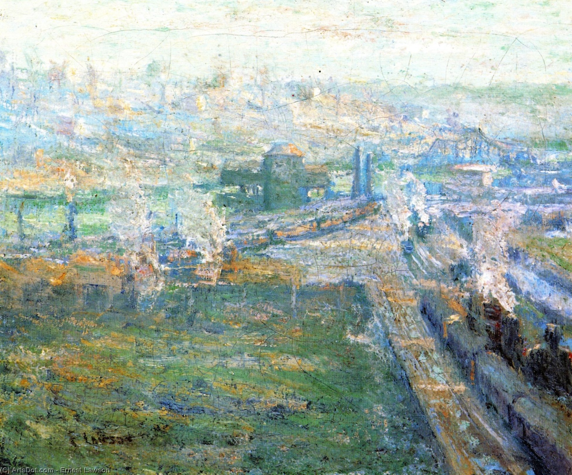 Wikioo.org - The Encyclopedia of Fine Arts - Painting, Artwork by Ernest Lawson - The Harlem River from High Bridge