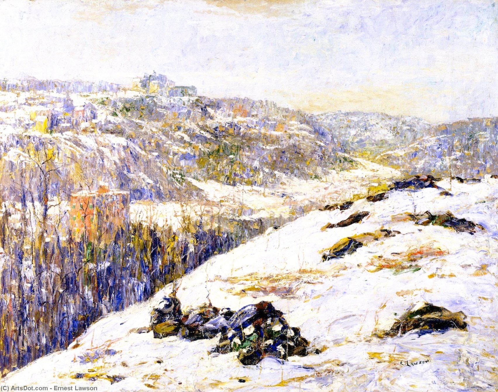 Wikioo.org - The Encyclopedia of Fine Arts - Painting, Artwork by Ernest Lawson - Harlem River, Winter