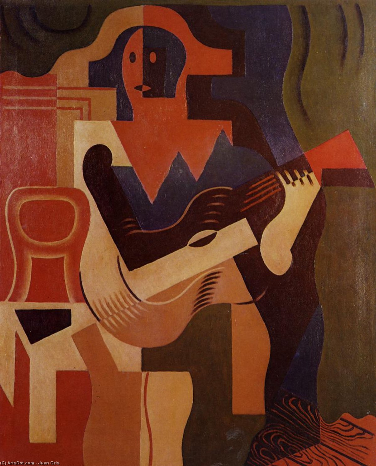 Wikioo.org – L'Encyclopédie des Beaux Arts - Peinture, Oeuvre de Juan Gris - arlequin avec guitare