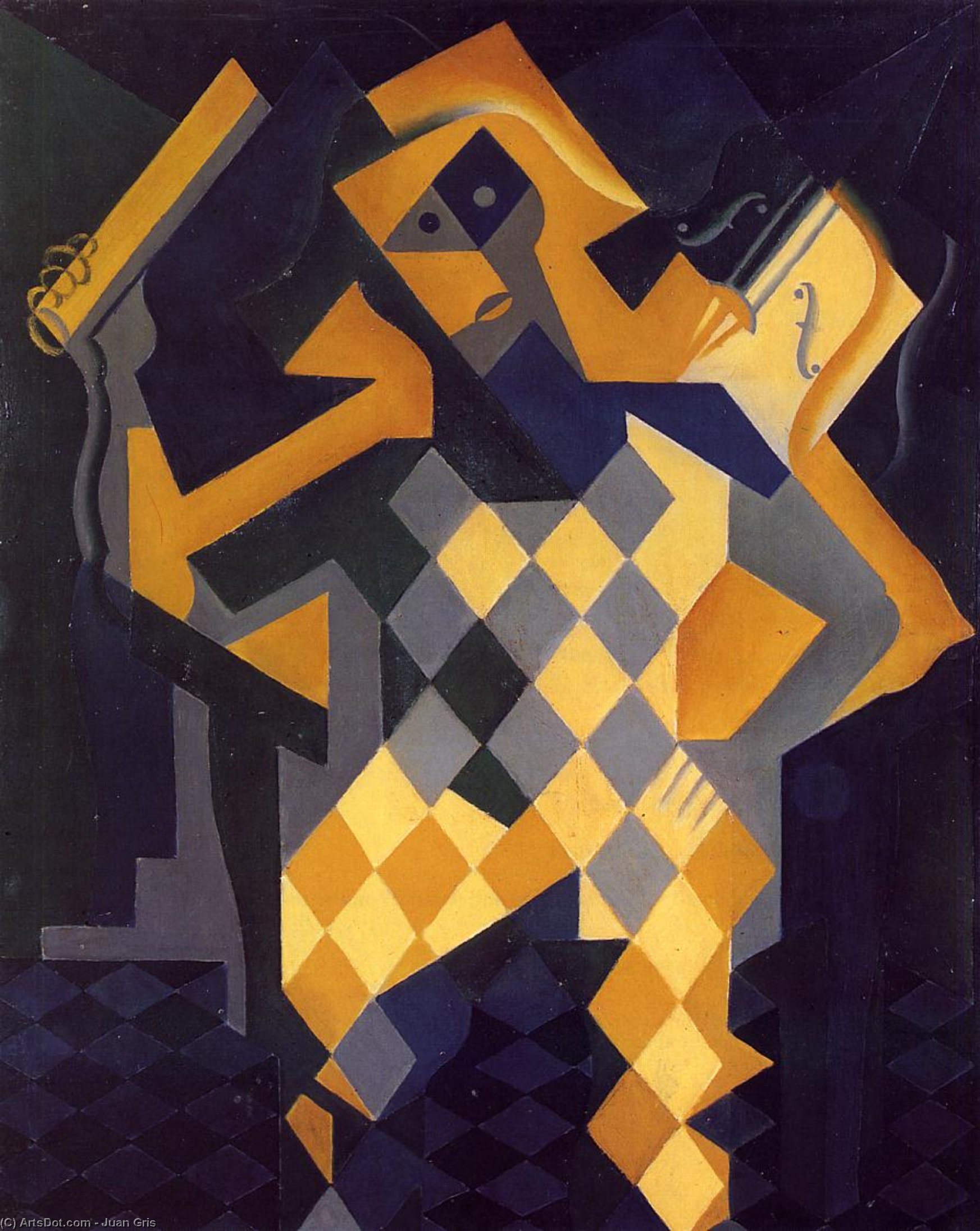 Wikioo.org - The Encyclopedia of Fine Arts - Painting, Artwork by Juan Gris - Harlequin with Violin