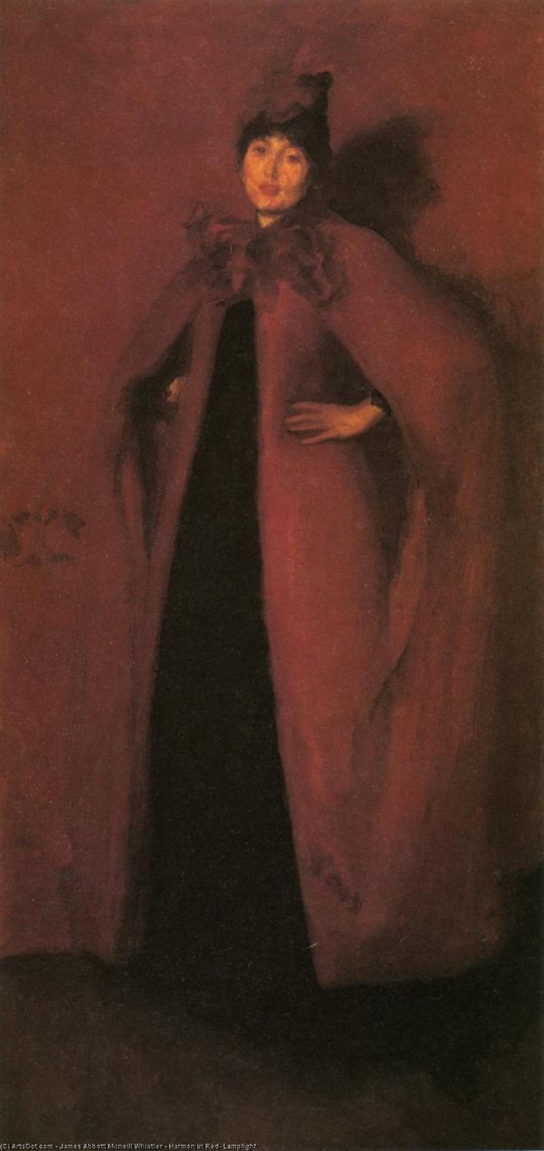 WikiOO.org - Enciclopedia of Fine Arts - Pictura, lucrări de artă James Abbott Mcneill Whistler - Harmon in Red: Lamplight