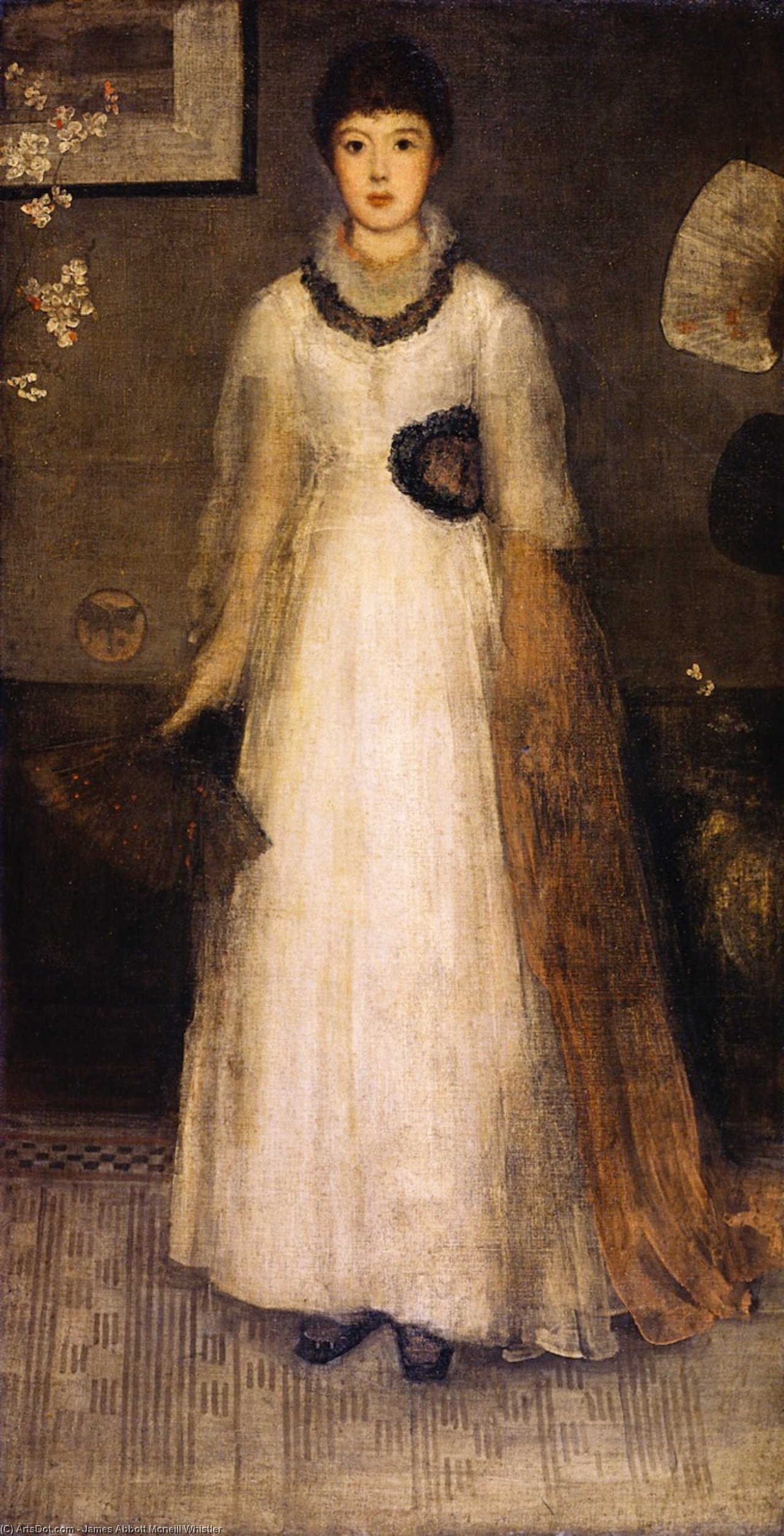 WikiOO.org – 美術百科全書 - 繪畫，作品 James Abbott Mcneill Whistler - 和谐 灰色  和  桃   颜色