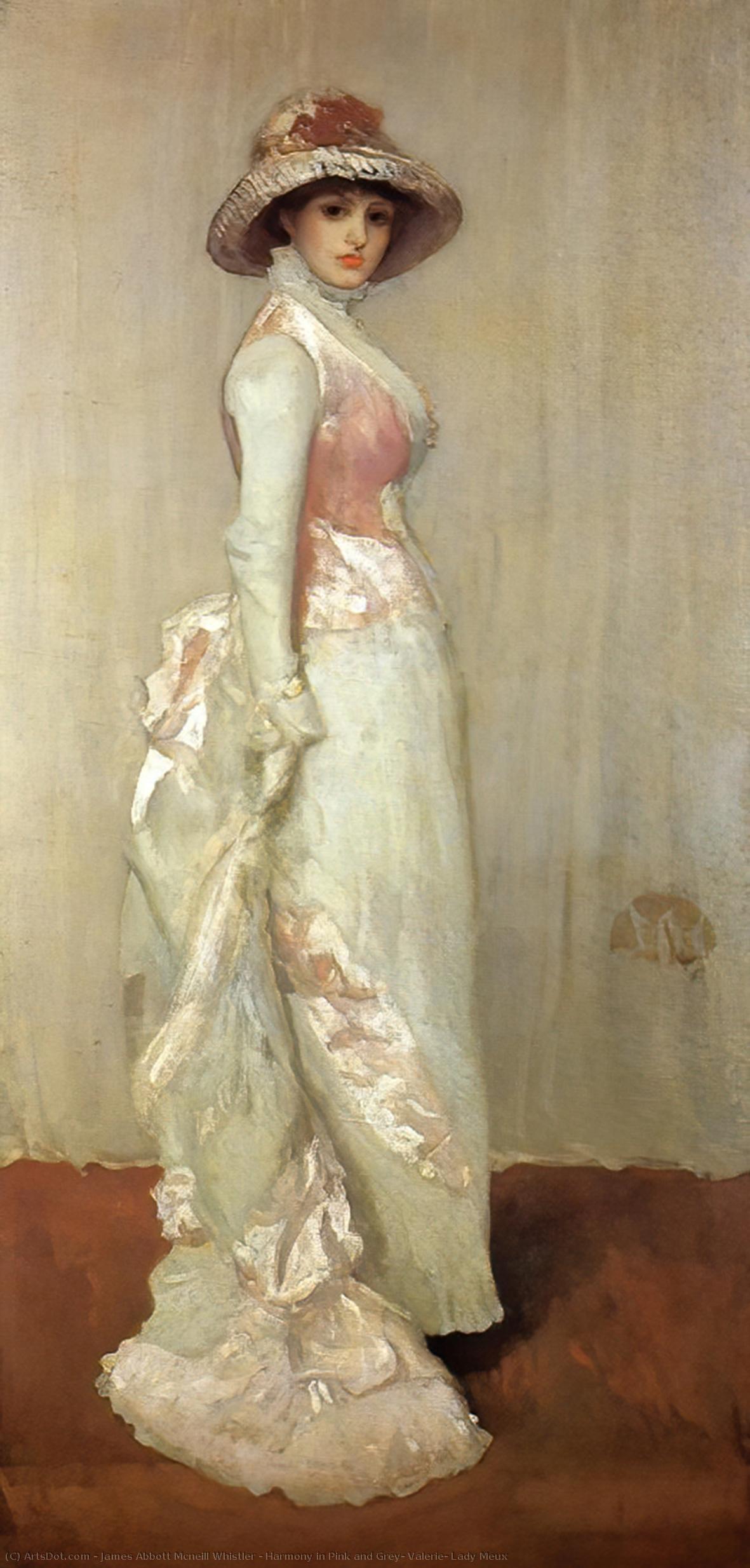 Wikioo.org – La Enciclopedia de las Bellas Artes - Pintura, Obras de arte de James Abbott Mcneill Whistler - armonía en rosa y gris : Valerie , señora meu