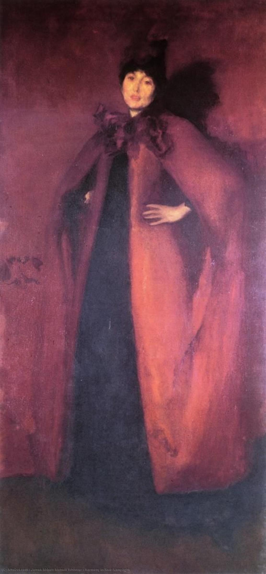 Wikioo.org - The Encyclopedia of Fine Arts - Painting, Artwork by James Abbott Mcneill Whistler - Harmony in Red: Lamplight
