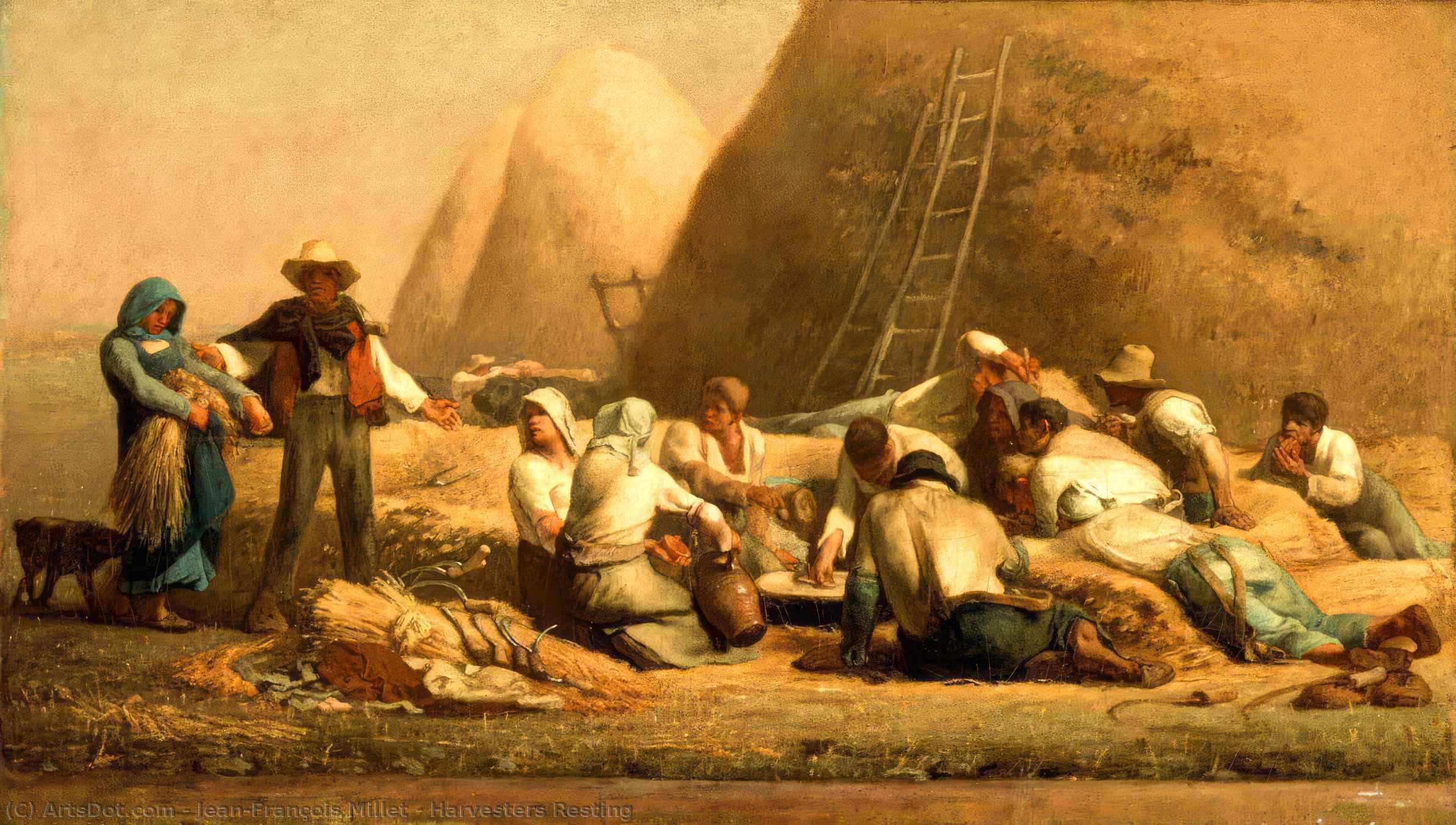 WikiOO.org – 美術百科全書 - 繪畫，作品 Jean-François Millet - 收割机休息