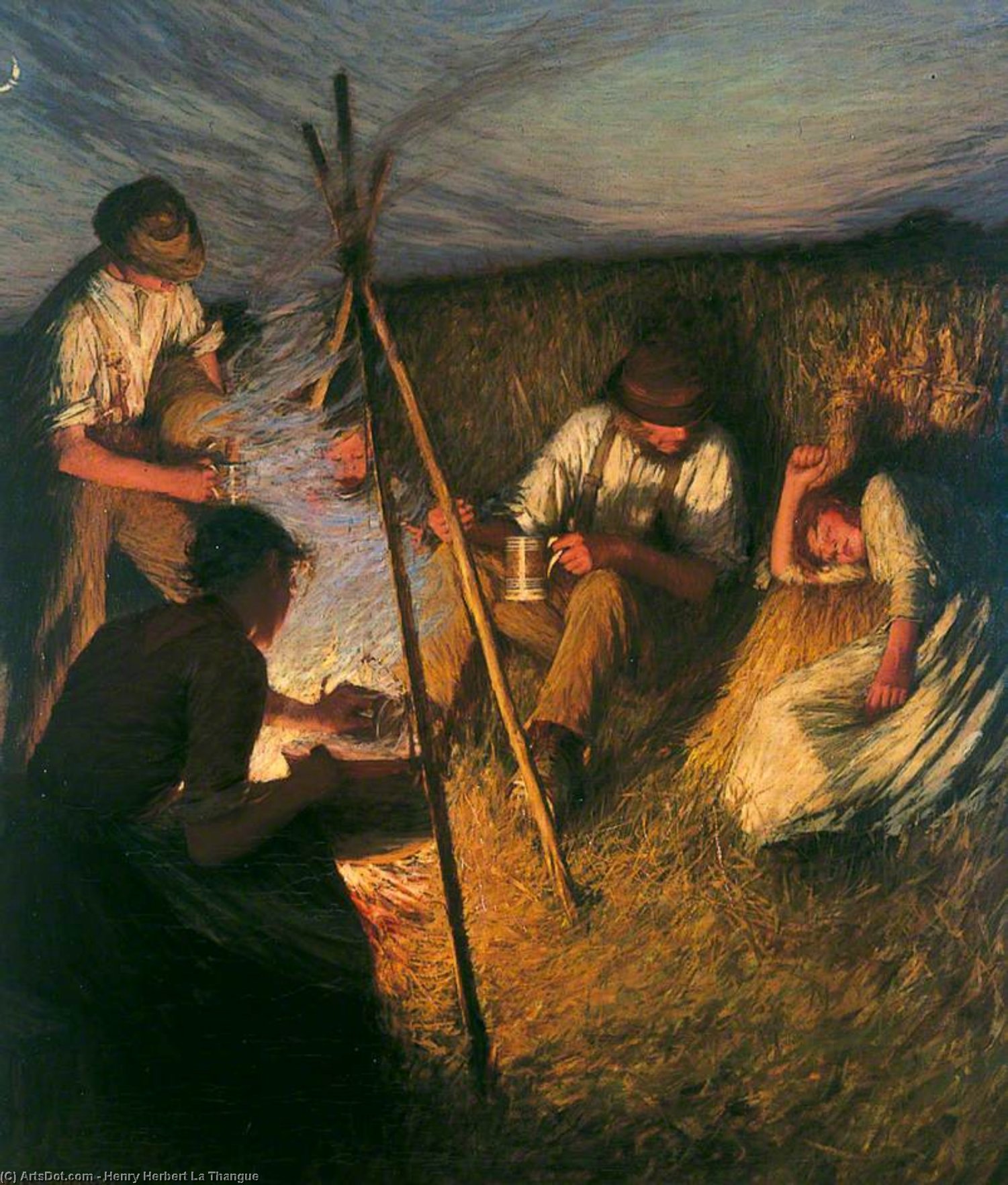 WikiOO.org - Enciclopédia das Belas Artes - Pintura, Arte por Henry Herbert La Thangue - The Harvesters' Supper