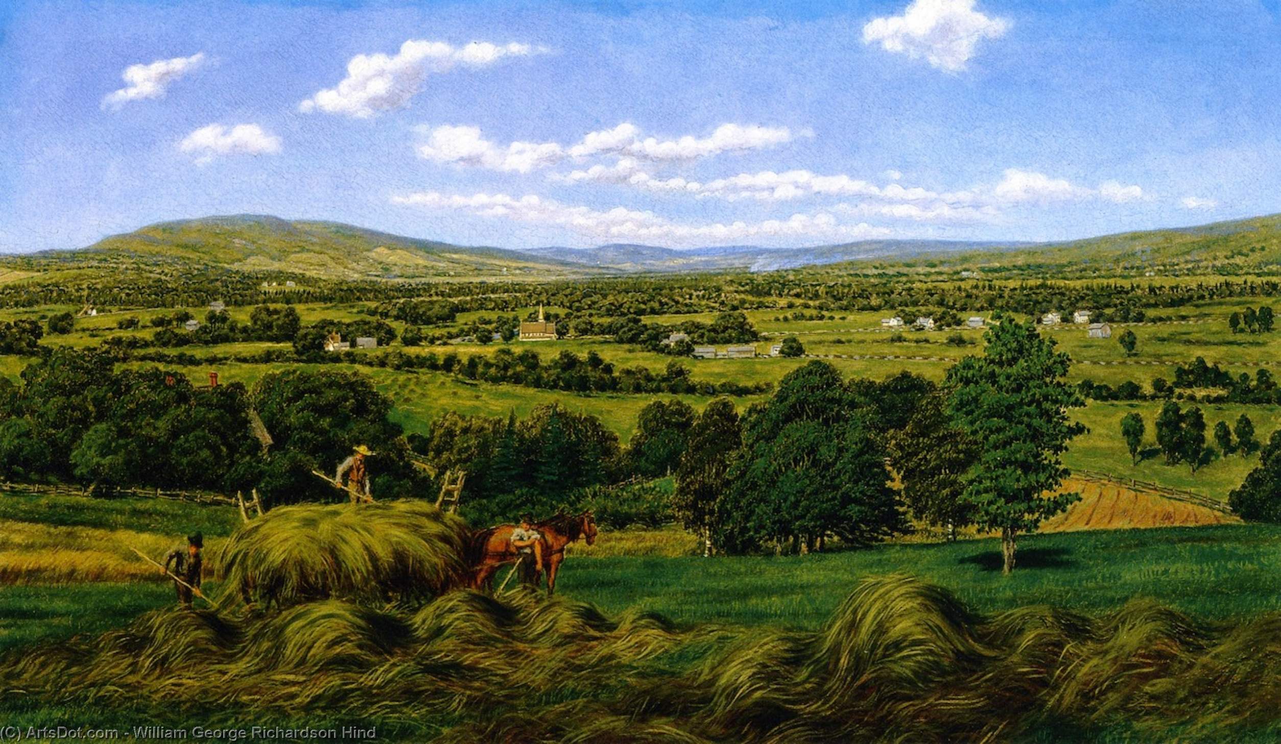 WikiOO.org - Enciklopedija dailės - Tapyba, meno kuriniai William George Richardson Hind - Harvesting the Hay, Sussex, N. B.