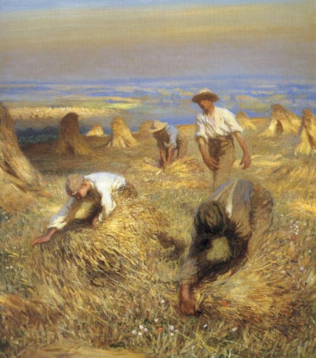 Wikioo.org - The Encyclopedia of Fine Arts - Painting, Artwork by George Clausen - Harvesting the Sheaves