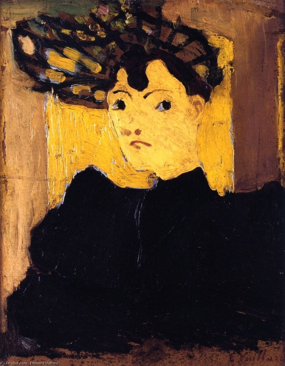 Wikioo.org - The Encyclopedia of Fine Arts - Painting, Artwork by Jean Edouard Vuillard - Hat with Green Stripes
