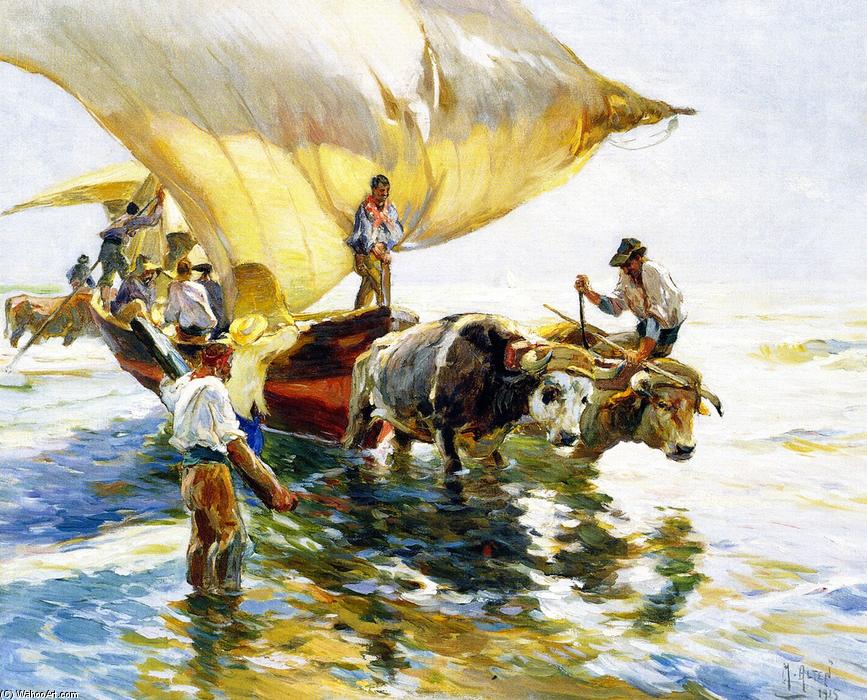 Wikioo.org - The Encyclopedia of Fine Arts - Painting, Artwork by Mathias Joseph Alten - Hauling in the Sardine Boat
