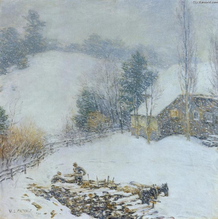 Wikioo.org - The Encyclopedia of Fine Arts - Painting, Artwork by Willard Leroy Metcalf - Hauling Wood - Winter