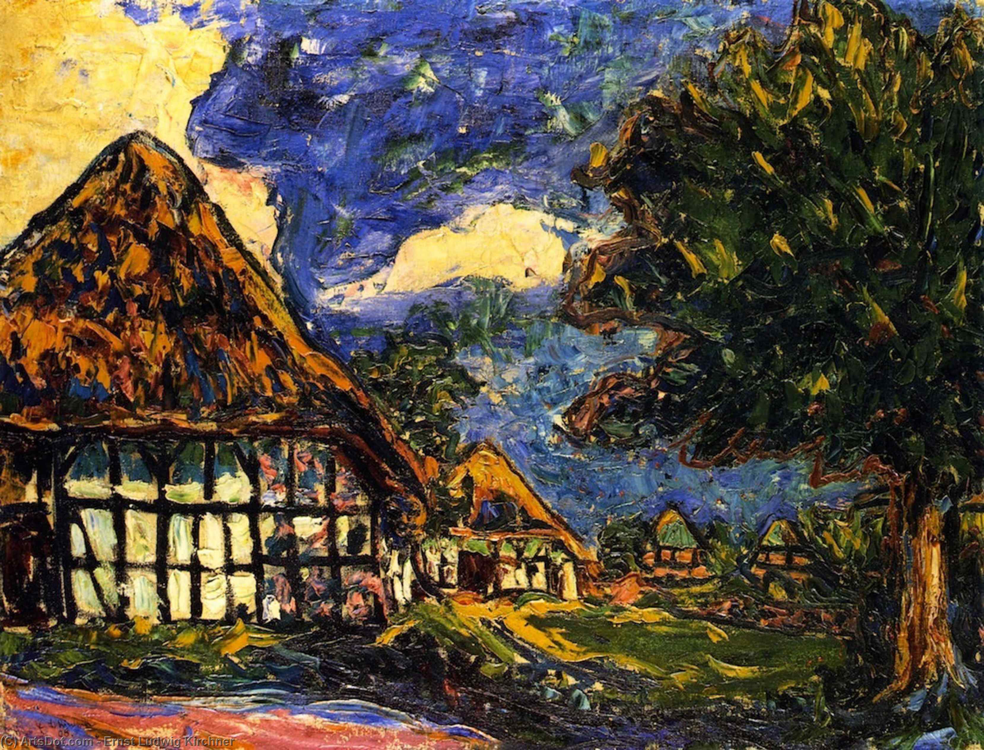 Wikioo.org - The Encyclopedia of Fine Arts - Painting, Artwork by Ernst Ludwig Kirchner - Häuser auf Fehmarn