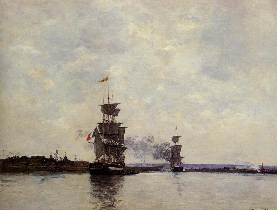 Wikioo.org - Encyklopedia Sztuk Pięknych - Malarstwo, Grafika Eugène Louis Boudin - Havre, the Outer Harbor