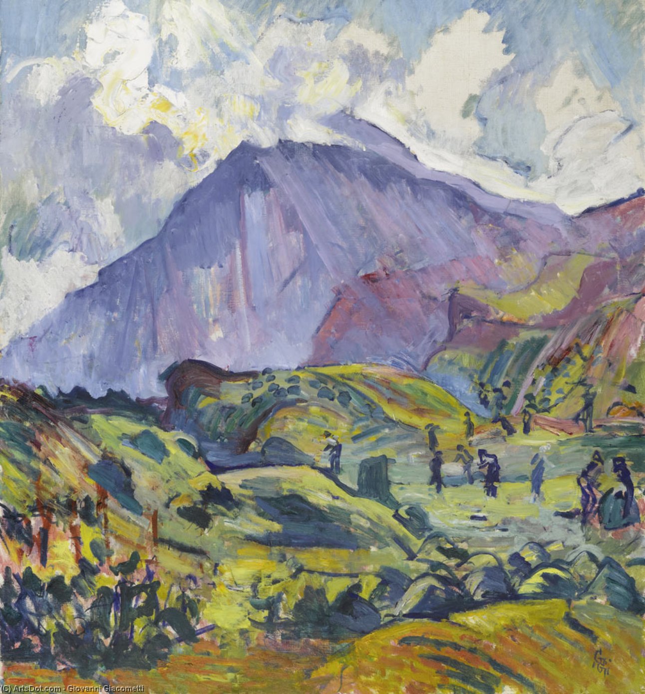 Wikioo.org - Bách khoa toàn thư về mỹ thuật - Vẽ tranh, Tác phẩm nghệ thuật Giovanni Giacometti - The hay harvest near Maloja