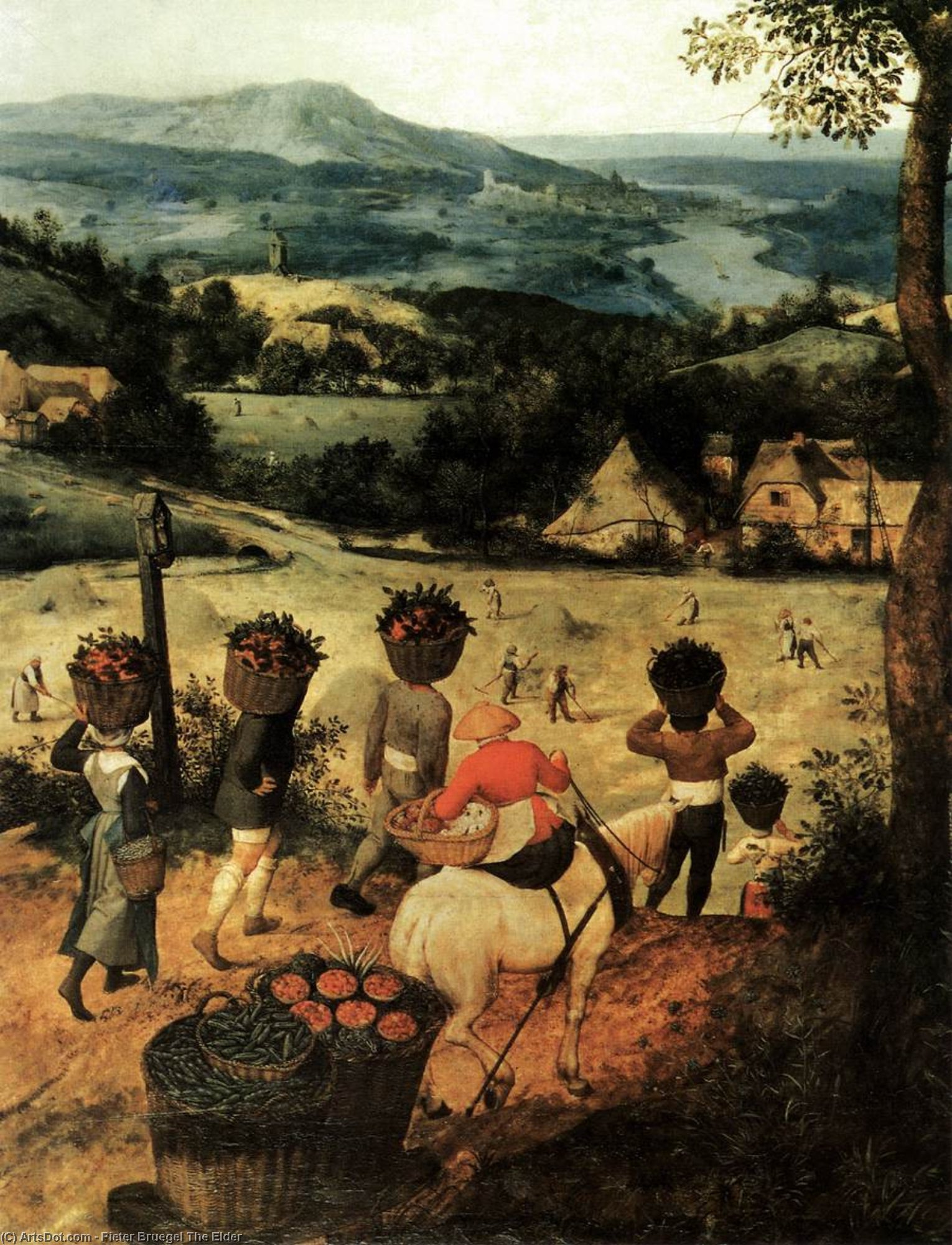Wikioo.org - Bách khoa toàn thư về mỹ thuật - Vẽ tranh, Tác phẩm nghệ thuật Pieter Bruegel The Elder - Haymaking (detail)