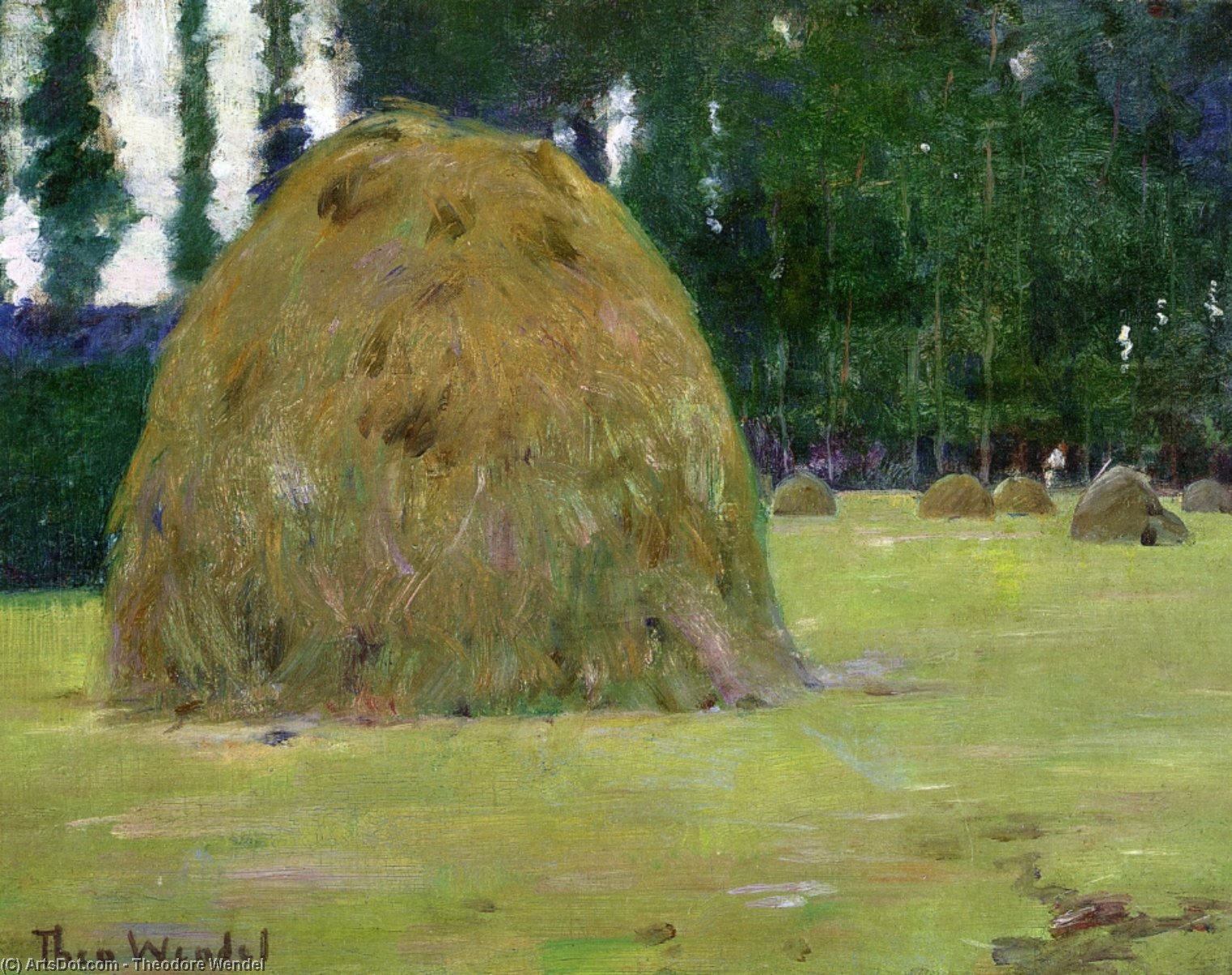 Wikioo.org - The Encyclopedia of Fine Arts - Painting, Artwork by Theodore Wendel - Haystacks in Giverny, France