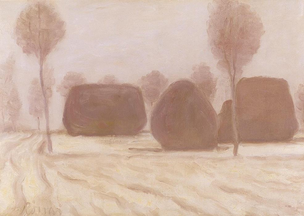 Wikioo.org - The Encyclopedia of Fine Arts - Painting, Artwork by Jozsef Rippl Ronai - Haystacks in Winter