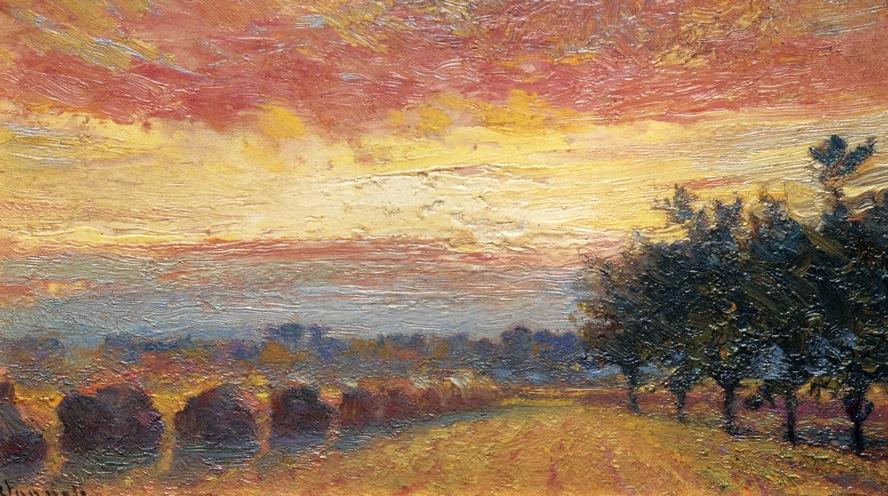 Wikioo.org - The Encyclopedia of Fine Arts - Painting, Artwork by Robert Vonnoh - Haystacks under a Rainy Sky