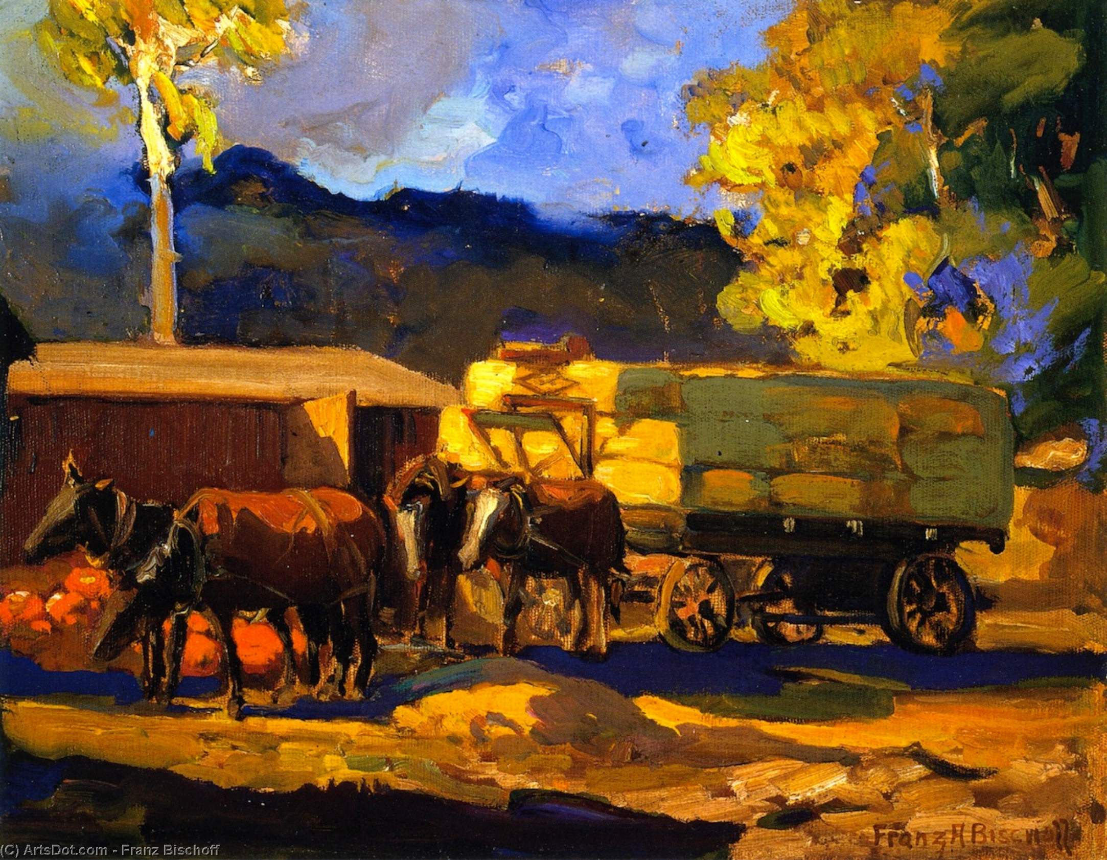Wikioo.org - The Encyclopedia of Fine Arts - Painting, Artwork by Franz Bischoff - Haywagon