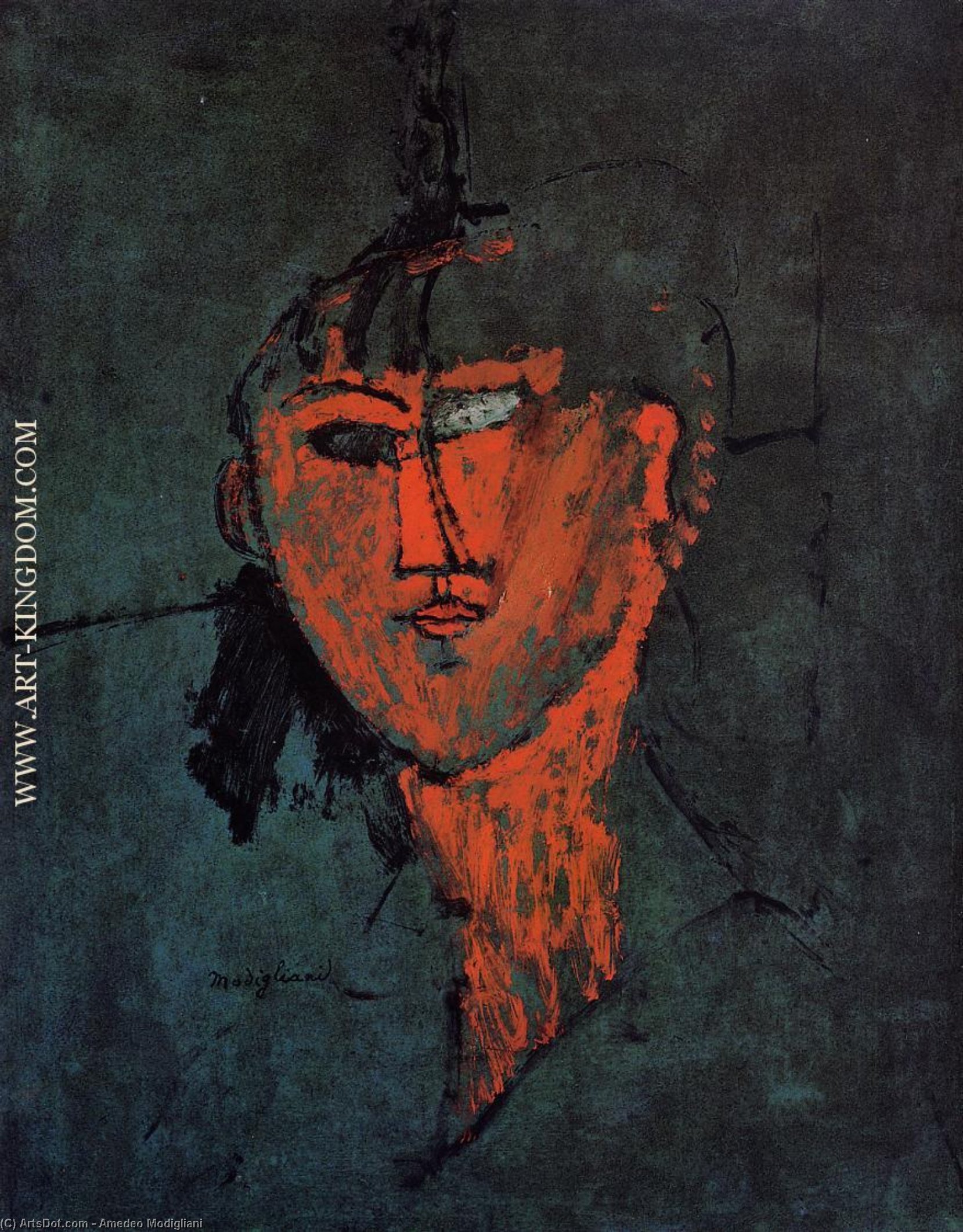 WikiOO.org - Encyclopedia of Fine Arts - Festés, Grafika Amedeo Modigliani - Head