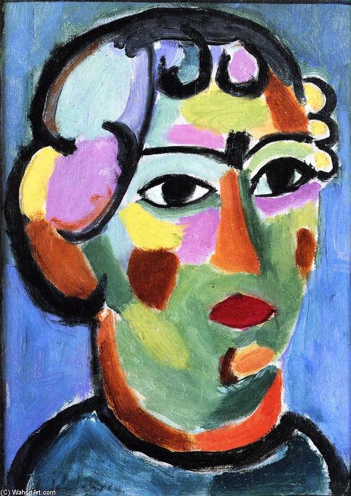 Wikioo.org - The Encyclopedia of Fine Arts - Painting, Artwork by Alexej Georgewitsch Von Jawlensky - Head in Green Colors