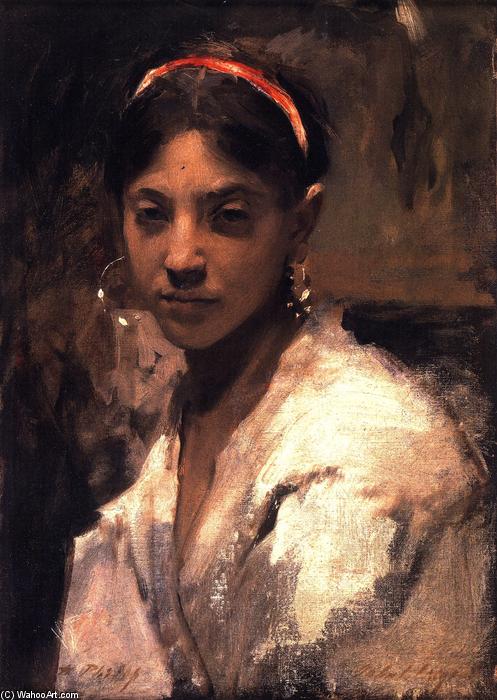 Wikioo.org - The Encyclopedia of Fine Arts - Painting, Artwork by John Singer Sargent - Head of a Capri Girl