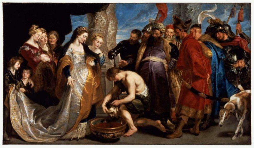 Wikioo.org – La Enciclopedia de las Bellas Artes - Pintura, Obras de arte de Peter Paul Rubens - Jefe de Ciro Gracias a la reina Tomyris