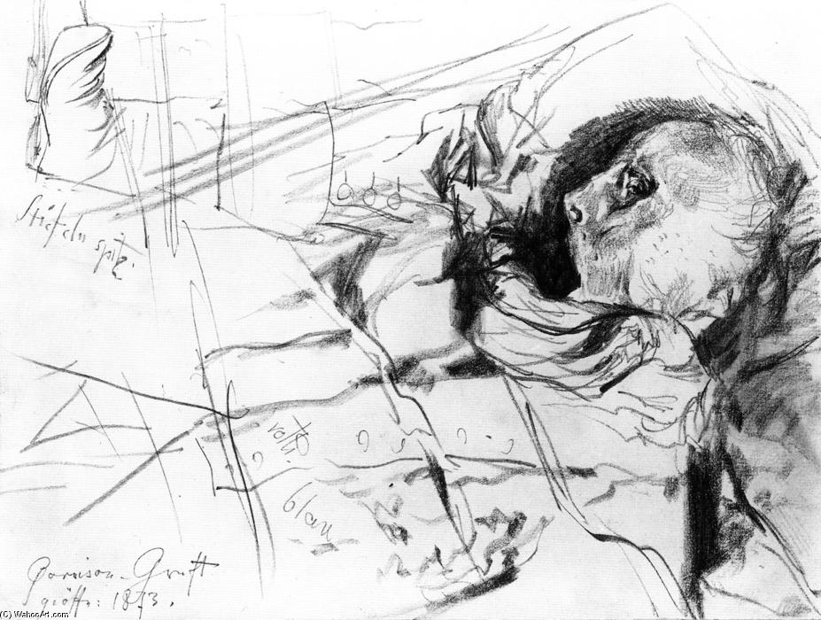 WikiOO.org - Enciklopedija likovnih umjetnosti - Slikarstvo, umjetnička djela Adolph Menzel - Head of a Dead Man, and Boots