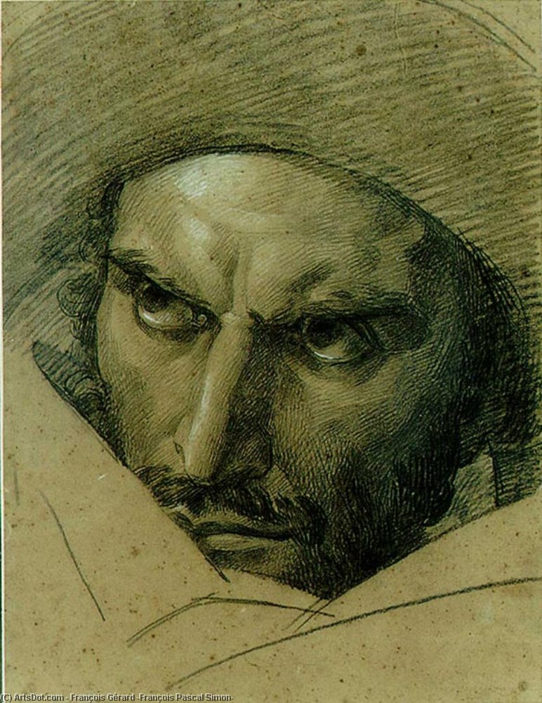 Wikioo.org - The Encyclopedia of Fine Arts - Painting, Artwork by François Gérard (François Pascal Simon) - Head of F. Ravaillac - study