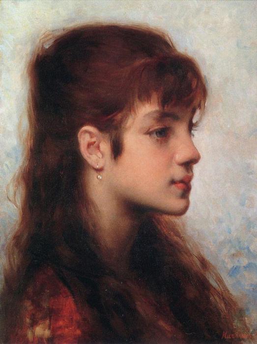 Wikioo.org – L'Enciclopedia delle Belle Arti - Pittura, Opere di Alexei Alexeievich Harlamoff - testa di un ragazza