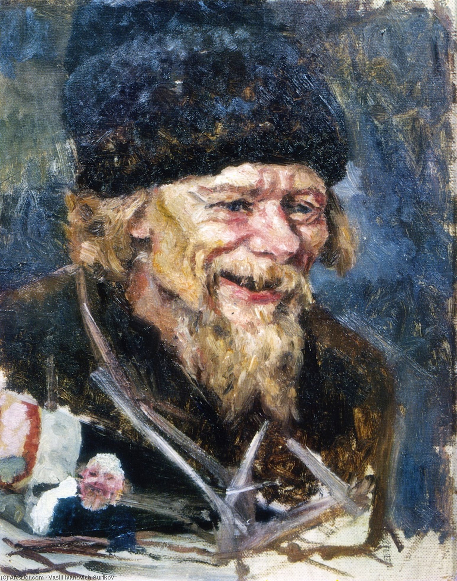 WikiOO.org - Encyclopedia of Fine Arts - Lukisan, Artwork Vasili Ivanovich Surikov - Head of a Grinning Priest