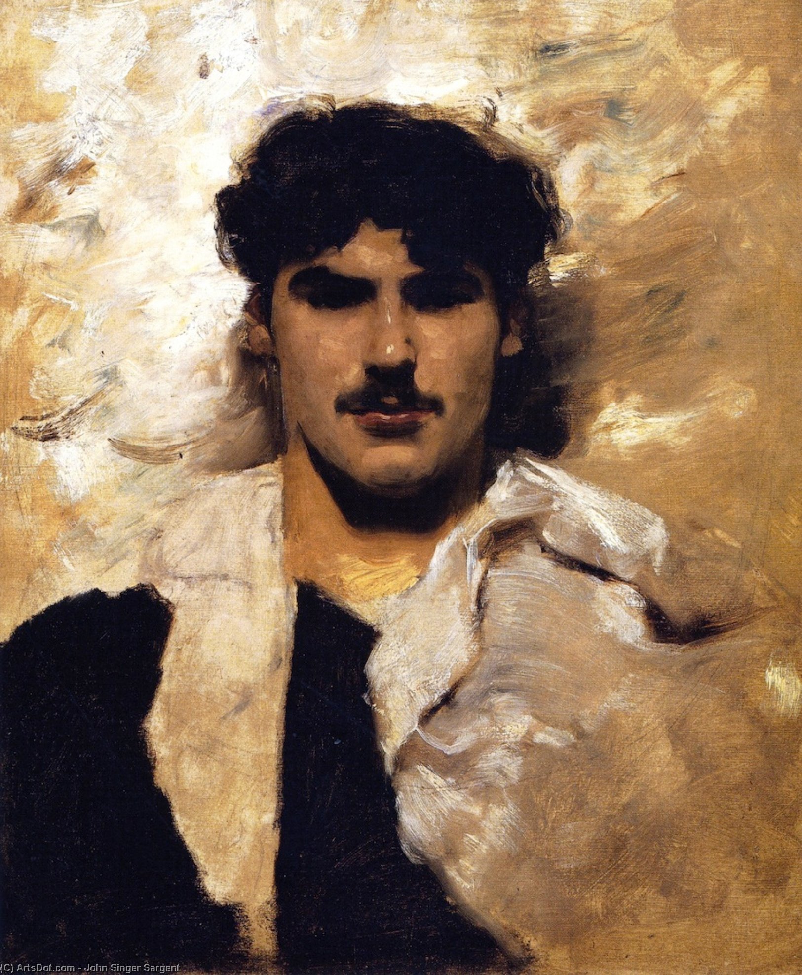 Wikioo.org – L'Encyclopédie des Beaux Arts - Peinture, Oeuvre de John Singer Sargent - tête dun masculins  maquette