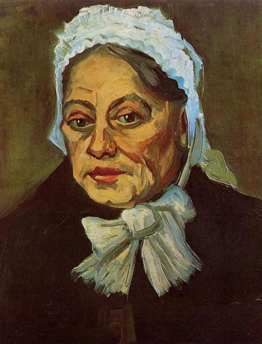 Wikioo.org - The Encyclopedia of Fine Arts - Painting, Artwork by Vincent Van Gogh - Head of an Old Woman in a White Cap (also known as The Midwife)