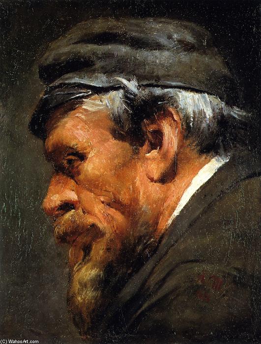 Wikioo.org - The Encyclopedia of Fine Arts - Painting, Artwork by Adolph Menzel - Head of a Worker Wearing a Cap
