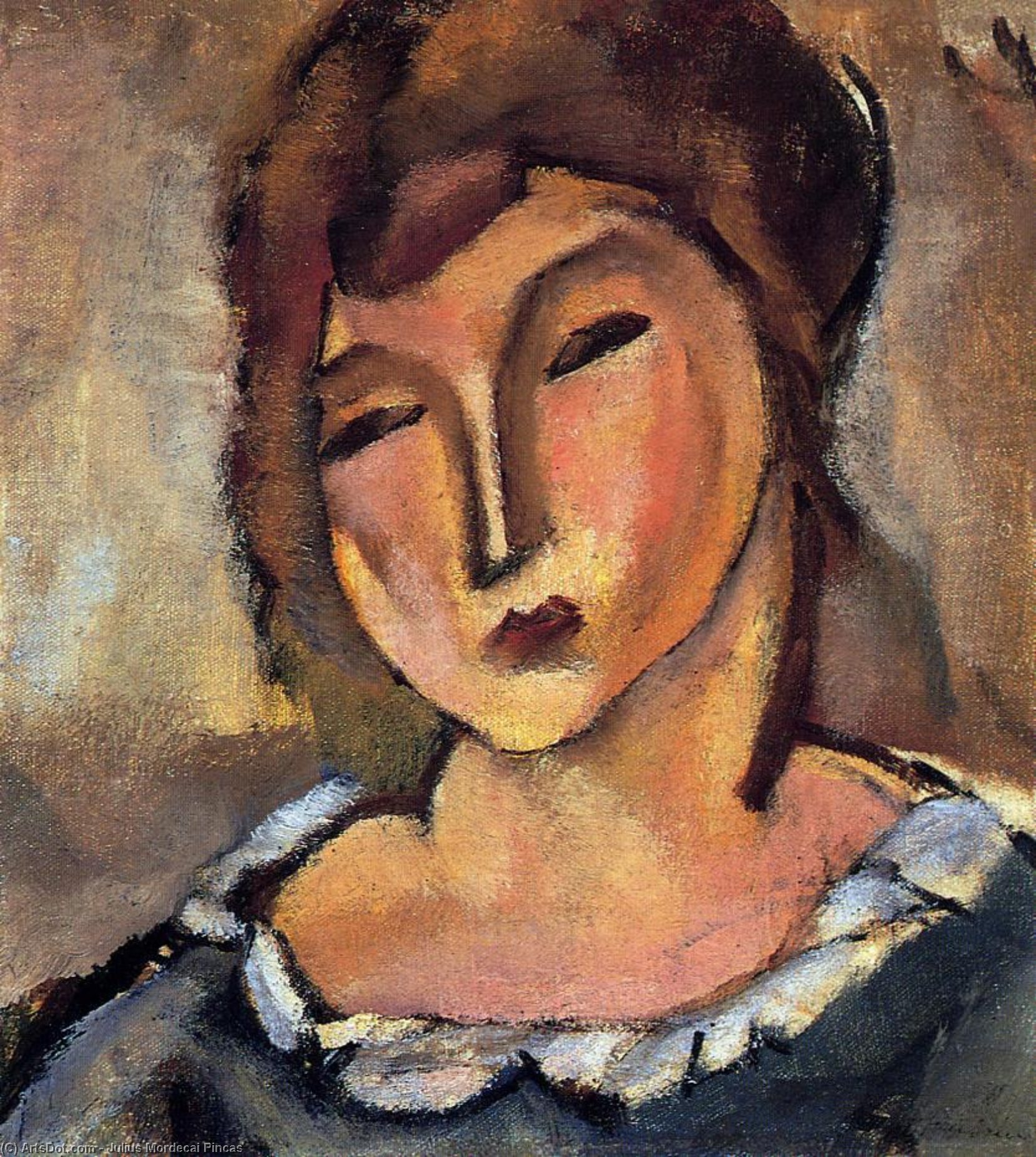 WikiOO.org - Encyclopedia of Fine Arts - Lukisan, Artwork Julius Mordecai Pincas - Head of a Young Woman