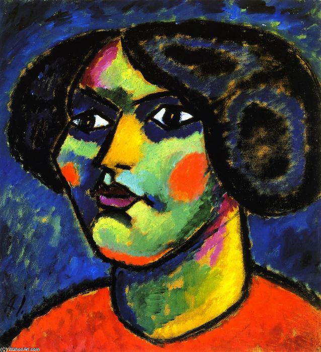 Wikioo.org - The Encyclopedia of Fine Arts - Painting, Artwork by Alexej Georgewitsch Von Jawlensky - Head with White of Eyes