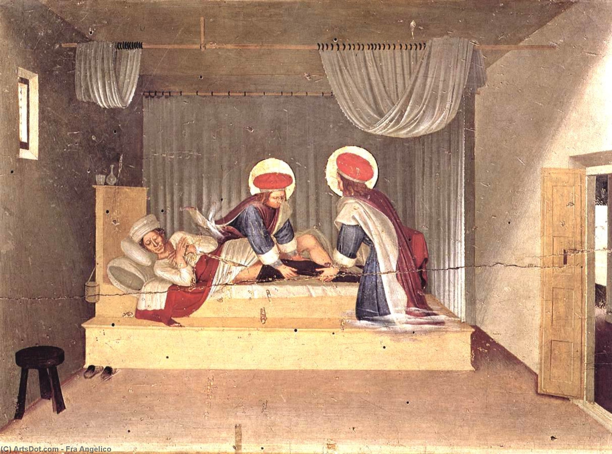 Wikioo.org - The Encyclopedia of Fine Arts - Painting, Artwork by Fra Angelico - The Healing of Justinian by Saint Cosmas and Saint Damian (San Marco Altarpiece)