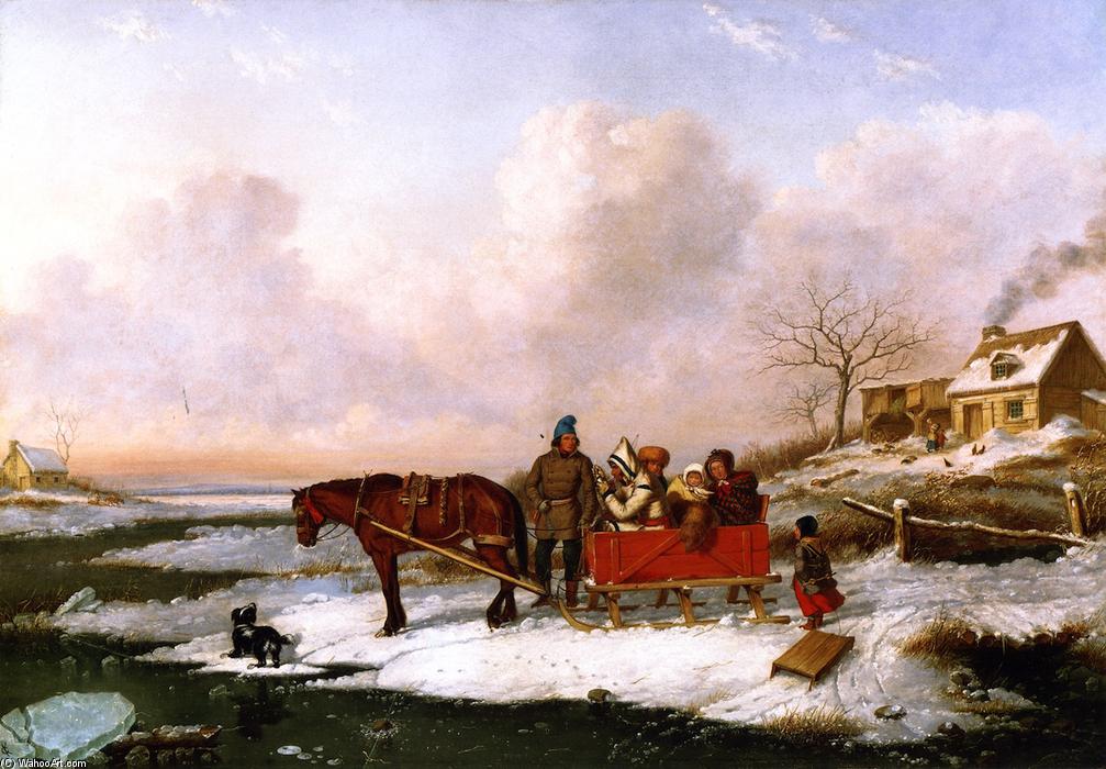 Wikioo.org - The Encyclopedia of Fine Arts - Painting, Artwork by Cornelius David Krieghoff - Hebitant Sleigh, View near the Canada Line