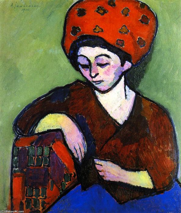 Wikoo.org - موسوعة الفنون الجميلة - اللوحة، العمل الفني Alexej Georgewitsch Von Jawlensky - Helene in Colored Turban
