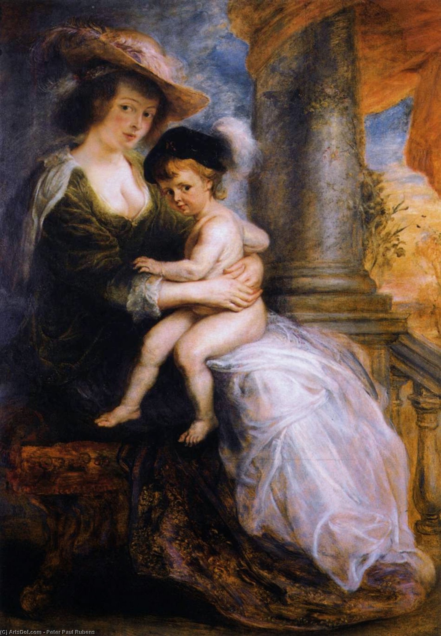 Wikioo.org - The Encyclopedia of Fine Arts - Painting, Artwork by Peter Paul Rubens - Helena Fourment with her Son Francis