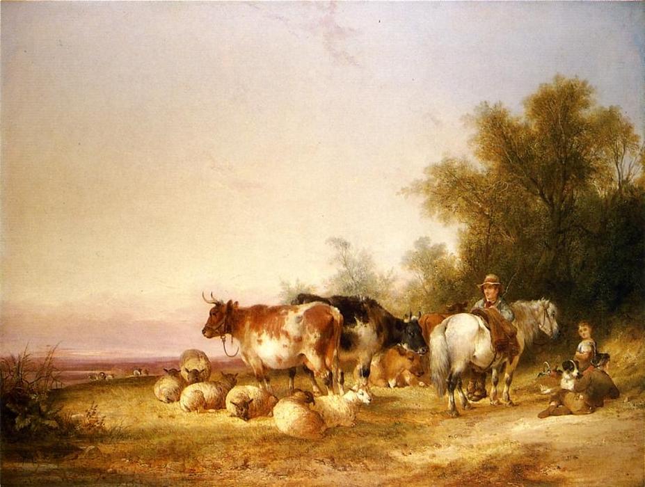 WikiOO.org - دایره المعارف هنرهای زیبا - نقاشی، آثار هنری William Shayer Senior - Herders Resting at Lunch