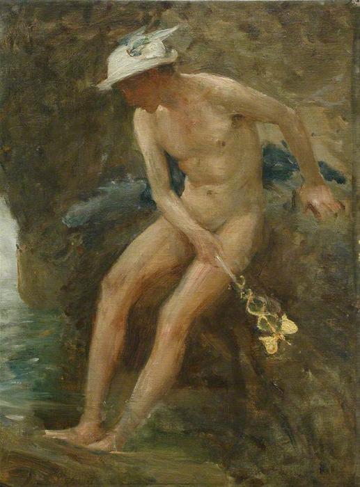 WikiOO.org - Encyclopedia of Fine Arts - Lukisan, Artwork Henry Scott Tuke - Hermes at The Pool (sketch)