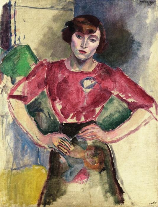 Wikioo.org - The Encyclopedia of Fine Arts - Painting, Artwork by Julius Mordecai Pincas - Hermine in a Red Blouse