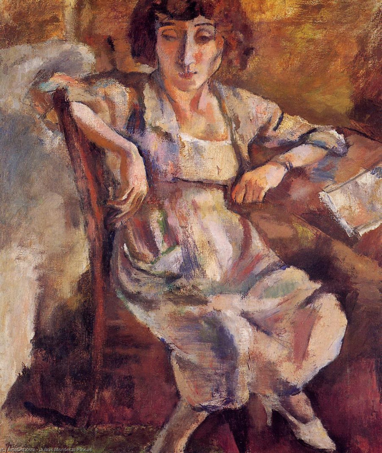 Wikioo.org - The Encyclopedia of Fine Arts - Painting, Artwork by Julius Mordecai Pincas - Hermine on a Chair