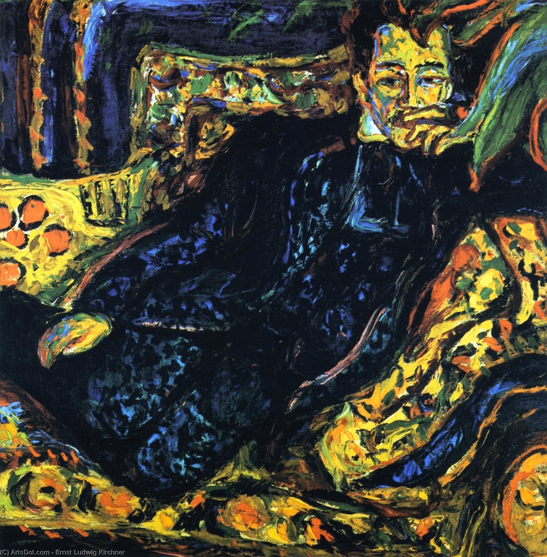 WikiOO.org – 美術百科全書 - 繪畫，作品 Ernst Ludwig Kirchner - Herrenbildnis , 汉斯 弗里施