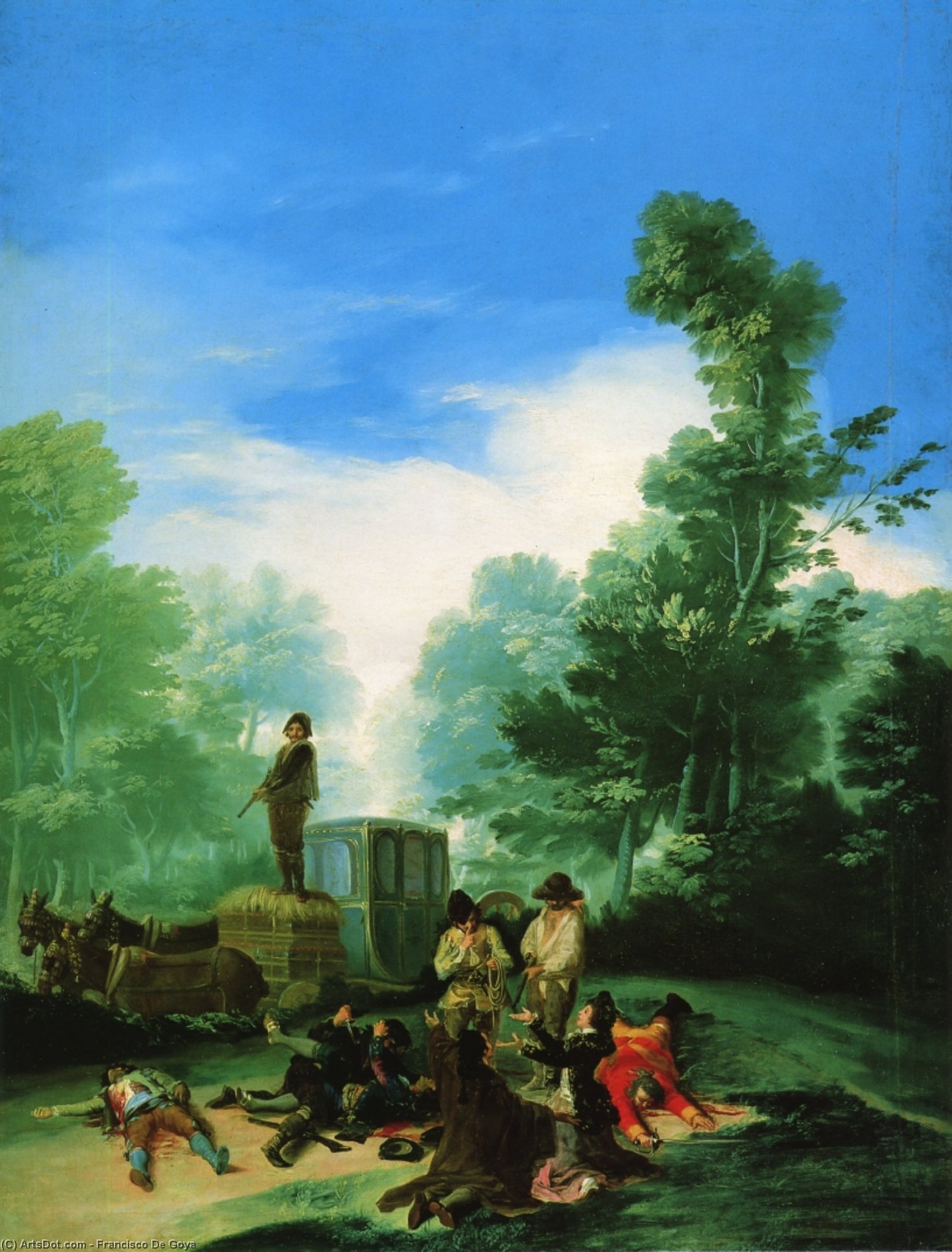 Wikioo.org - The Encyclopedia of Fine Arts - Painting, Artwork by Francisco De Goya - Highwaymen Attacking a Coach