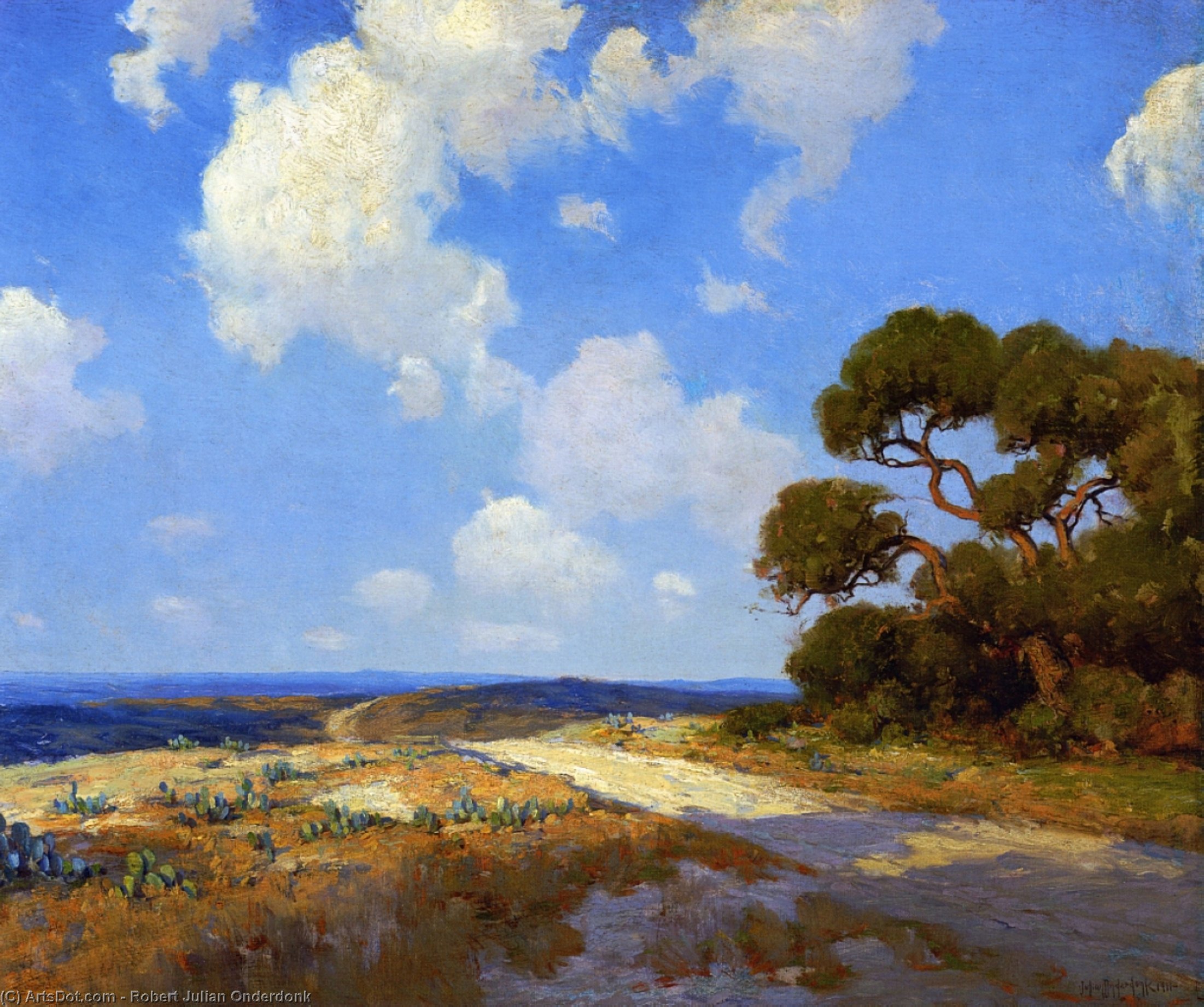 Wikioo.org - The Encyclopedia of Fine Arts - Painting, Artwork by Robert Julian Onderdonk - Hill Country Lane