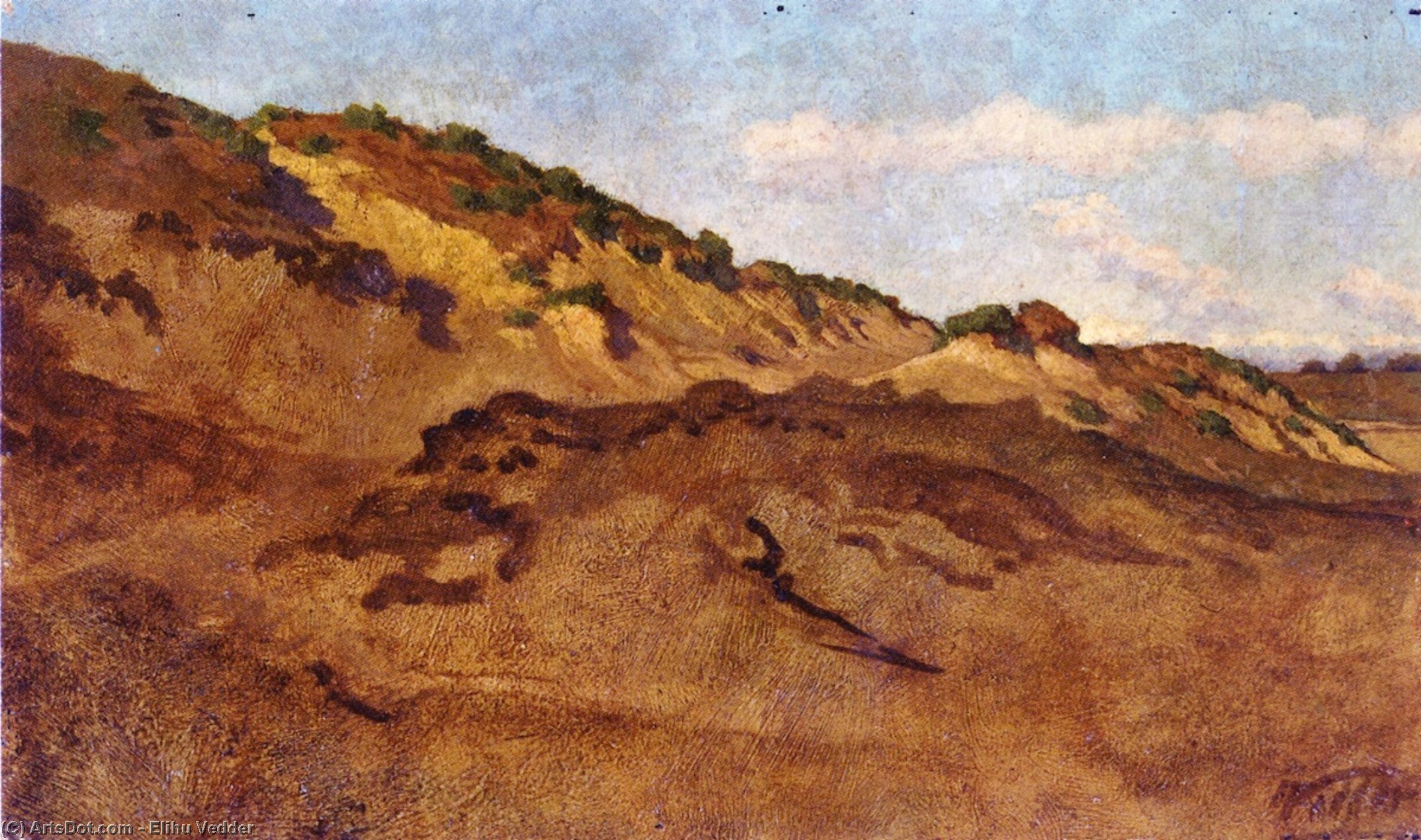 Wikioo.org – La Enciclopedia de las Bellas Artes - Pintura, Obras de arte de Elihu Vedder - Hillside entre Perugia y Gubbio Italia