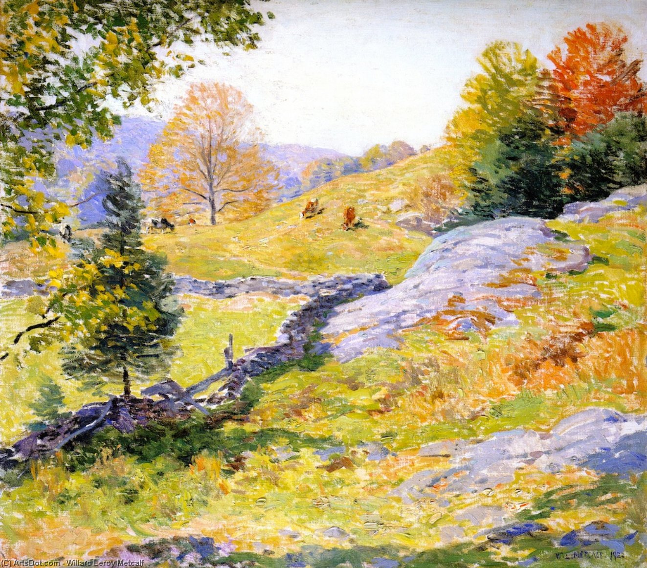 Wikioo.org - The Encyclopedia of Fine Arts - Painting, Artwork by Willard Leroy Metcalf - Hillside Pastures